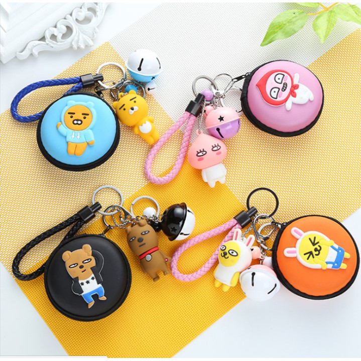 KOTAK EARPHONE KAKAO FRIENDS / Tempat earphone headset dengan Gantungan Kunci Lucu KAKAO FRIENDS