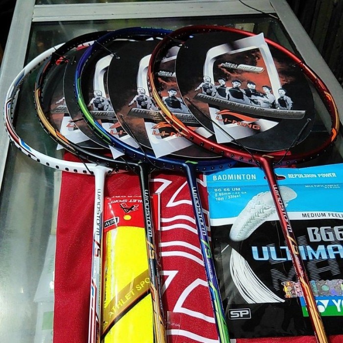 NEW raket badminton lining windstorm 75 new - Putih