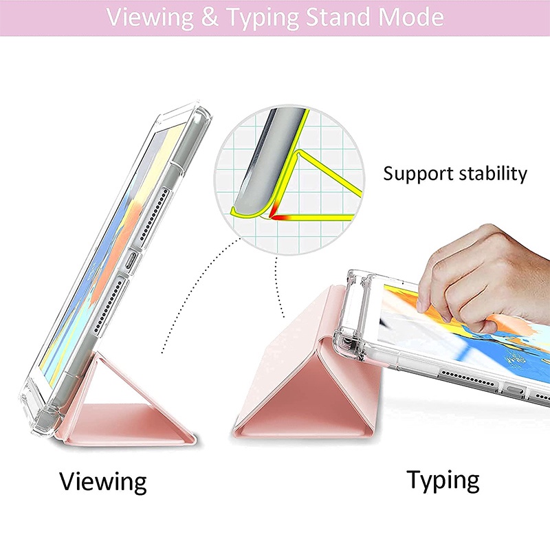 Air 4 iPad Case with Pencil Holder iPad Pro11 (2018) Auto Wake Sleep Magnetic Casing Protective Tablet Holder Case iPad Pro 11 2018 Transparent Smart Folio Cover with Sticker