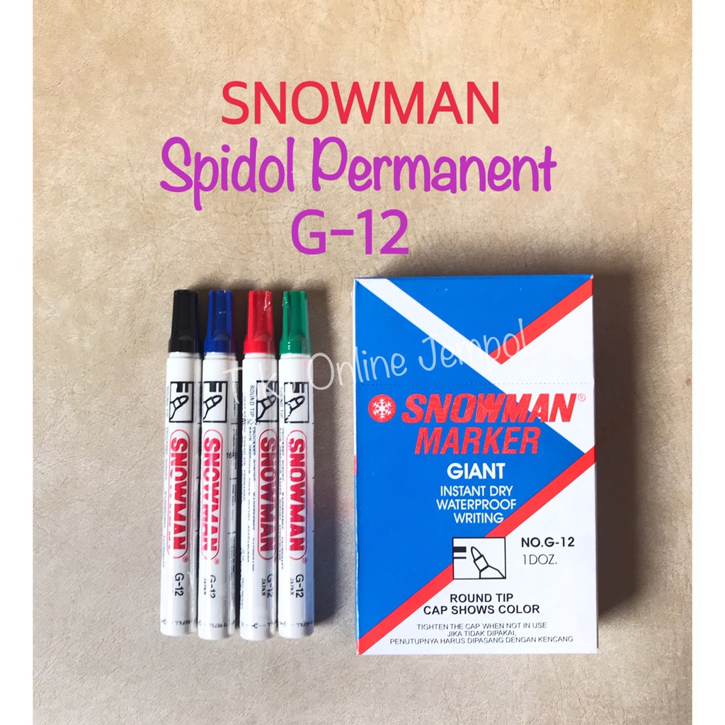 

ATK0698SM Permanent Spidol Snowman G-12 Marker Round Tip G12