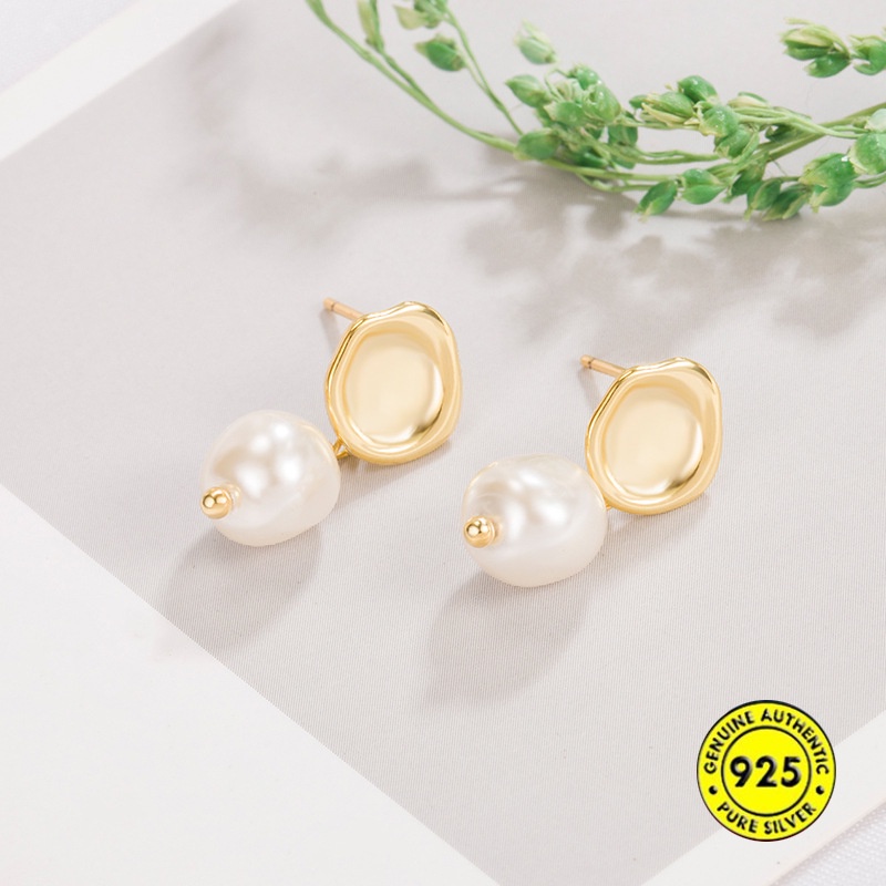 Anting Tusuk Mutiara Lapis Emas 18K Anti Air Untuk Wanita