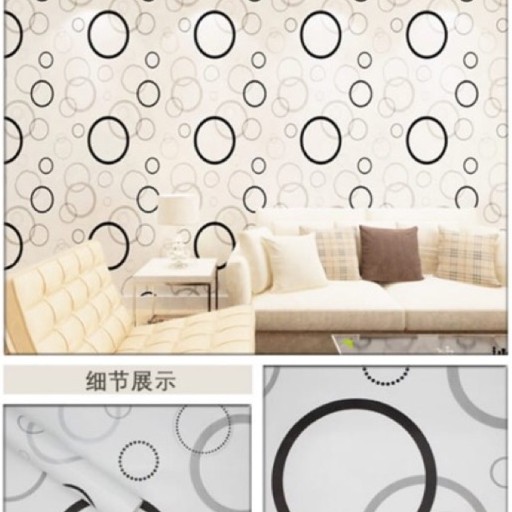 Wallpaper Dinding / Wallpaper Sticker POLKADOT HITAM PUTIH