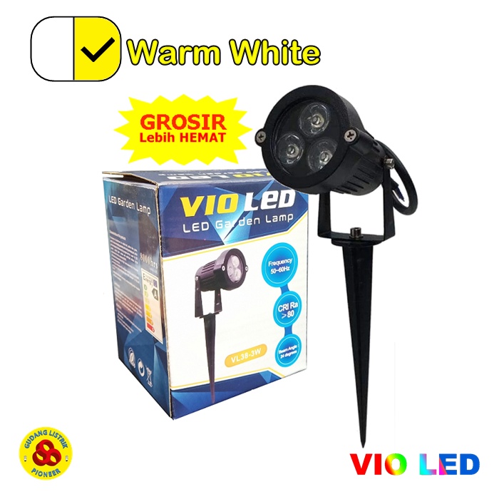 Vio LED Garden Lamp 3W Kuning Tancap 220V LED Sorot 3 Watt Spike WW