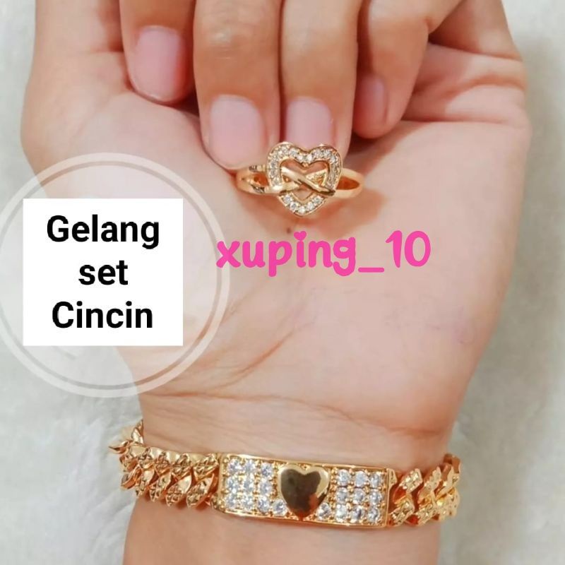 Gelang tangan wanita dewasa set cincin model love