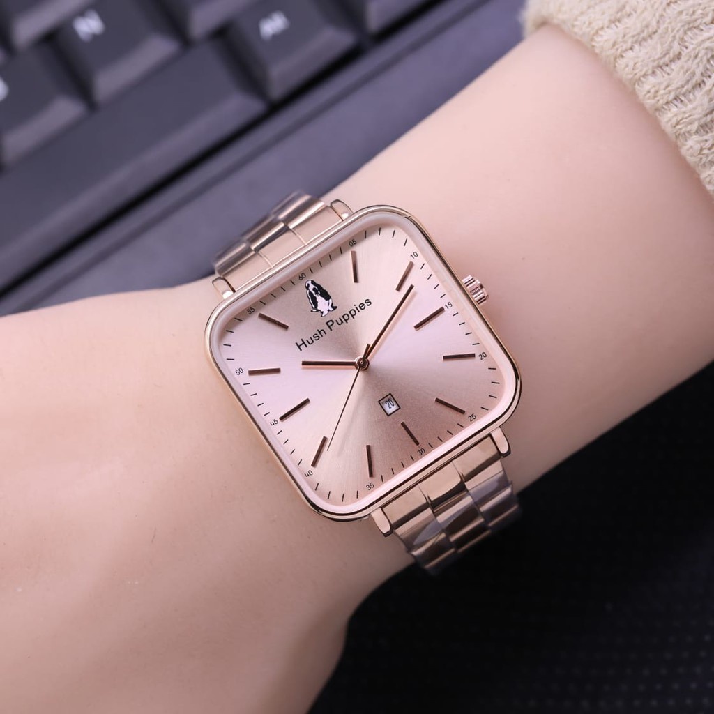 Grosiran Jam Tangan Hush Puppies Wanita 11035TL Analog Strap Stainless Steel Include Box Exclusive (COD)