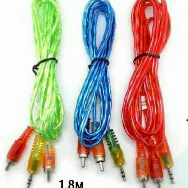 Kabel rca 2in1 2 ke 1 dari hp ke speaker salon tebal panjang 1.8m