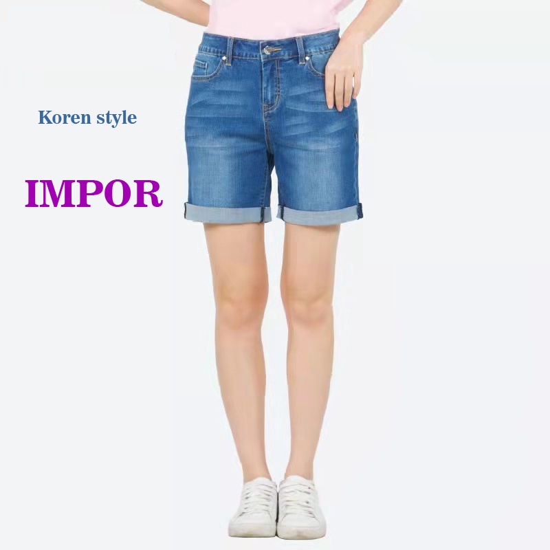 Celana pendek hot pants jeans wanita shorts pants high waist jeans celana korean style murah import 2023