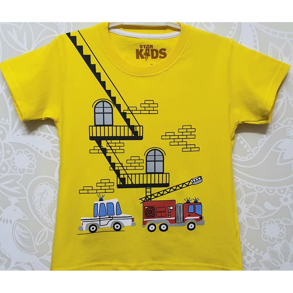 Kaos Karakter Anak Laki - Laki Mobil Polisi Pemadam Kuning - Skids