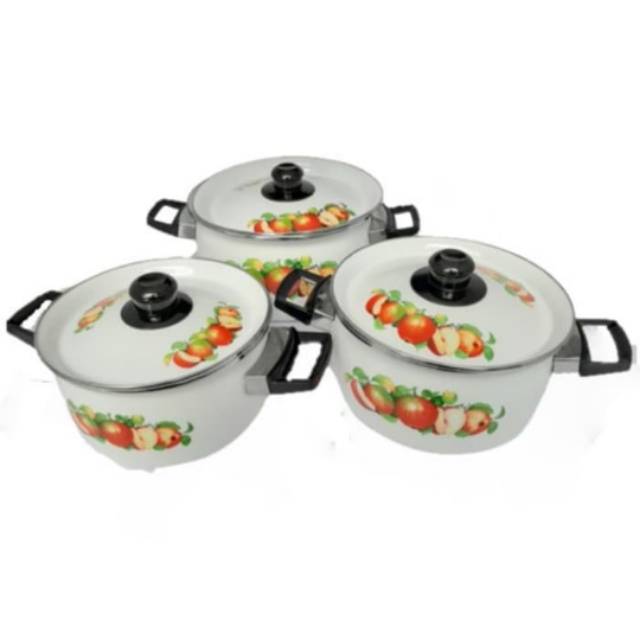 Panci Enamel Kedaung - Tokyo Set ( 18, 20, 22 cm)