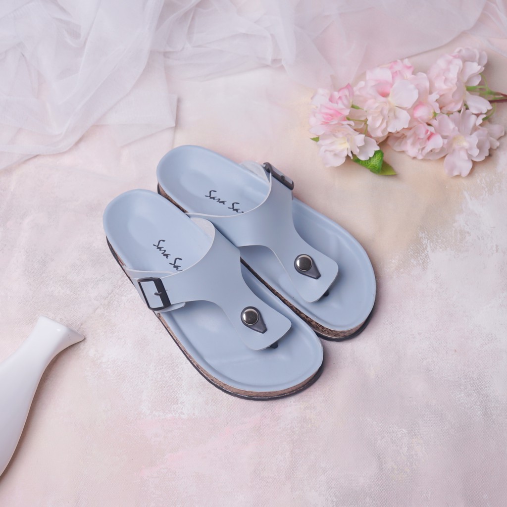 SARA SARA LEONY Sandal Jepit Wanita Model Birken Casual Sendal Puyuh Trendy Sendal Japit Cewek Casual Size 36-41