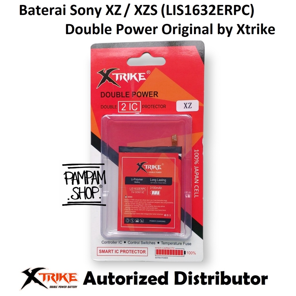 Baterai Xtrike Double Power Original Sony Xperia XZ XZS Dual LIS1632ERPC F8331 F8332 AU SOV34 SOV35 Batre Batrai Battery Handphone HP SOV 34 35