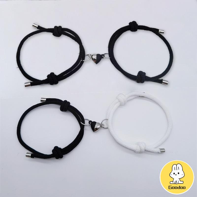 2 Pcs Pasangan Gelang Magnet Adjustable Pesona Gelang Cinta Aksesoris Fashion Hadiah -Doo