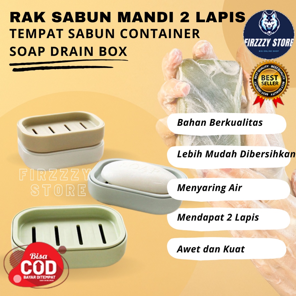 Rak Sabun Mandi 2 Lapis Tempat Sabun Container Soap Drain Box