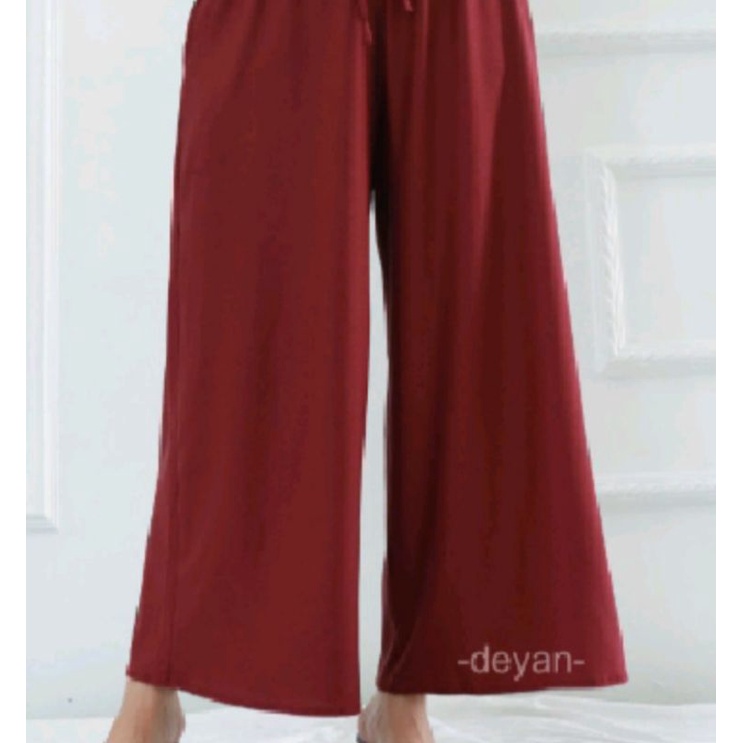 CELANA HW KULOT highwaist PANJANG DGN KANCING DAN PINGGANG TINGGI TERBARU-Maroon