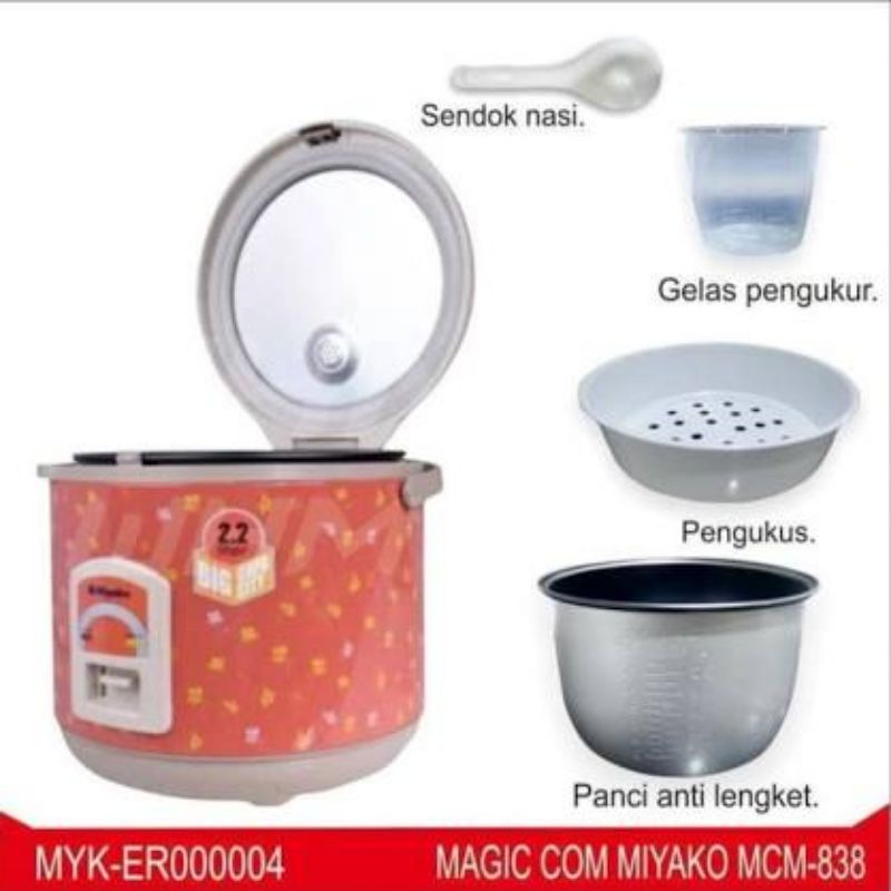 Magic Com Miyako 2.2 Liter 3in1 MCM-838 / MCM 838 (Warna random)