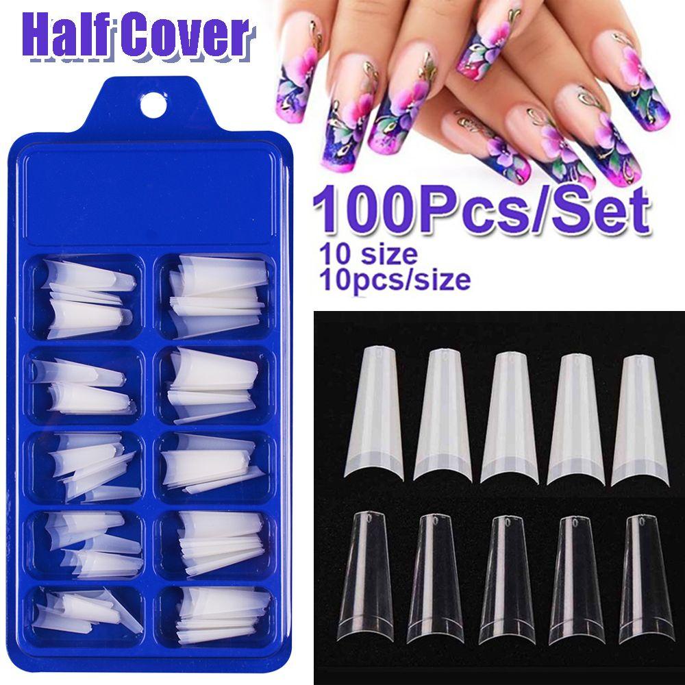 Mxbeauty Kuku Palsu Transparan 100pcs Artificial Half Cover Manicure Acrylic Nail Art Tips