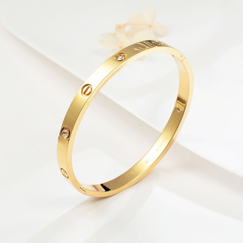 Gelang Wanita Model Premium Rose Gold dengan Baja Bracelet-Emas