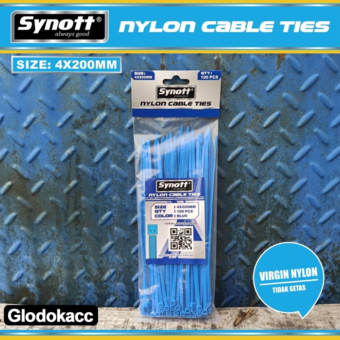 Kabel Tis 200 mm X 4 mm Synott Cable Ties Biru isi 100pcs