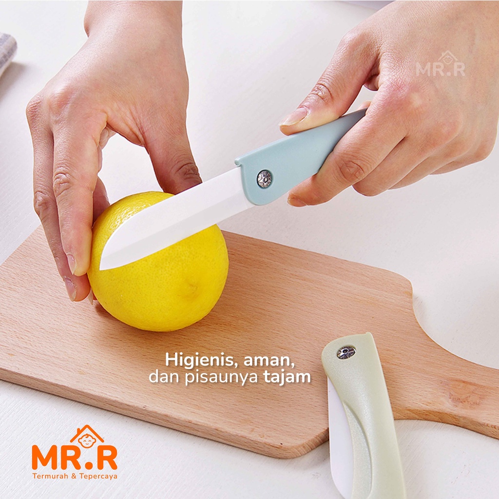 Pisau Dapur Lipat Pisau Travel Keramik Potong Memotong Buah Sayur Portable Folding Ceramic Knife