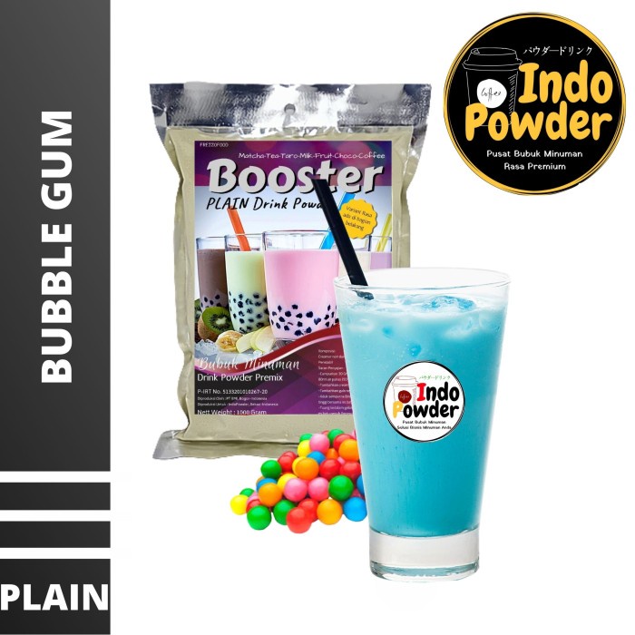 

PLAIN BUBUK MINUMAN BUBBLE GUM 1KG - BUBBLE GUM TANPA GULA