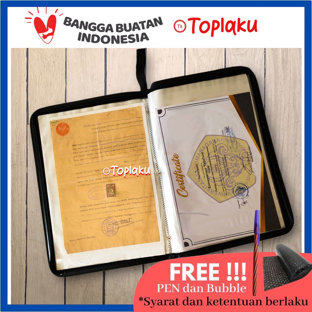 TOPLA Map Ijazah Dokumen Keeper Resleting Anti Air Isi 60 Document Tempat File Berkas Penting Folder