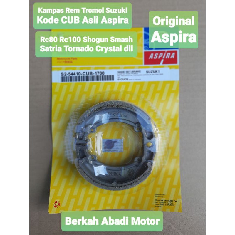 Kampas Rem Tromol Belakang RC 80 100 Asli Ori ASPIRA | Smash Satria