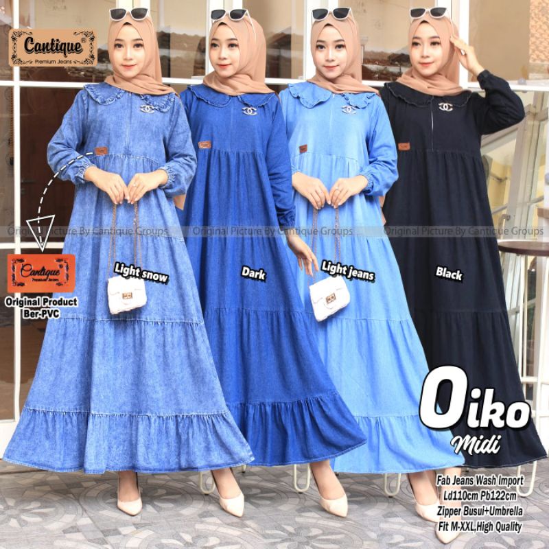 OIKO MIDI BY CANTIQUE (MIDI DRESS JEANS) Dress jeans muslimah rekomeded