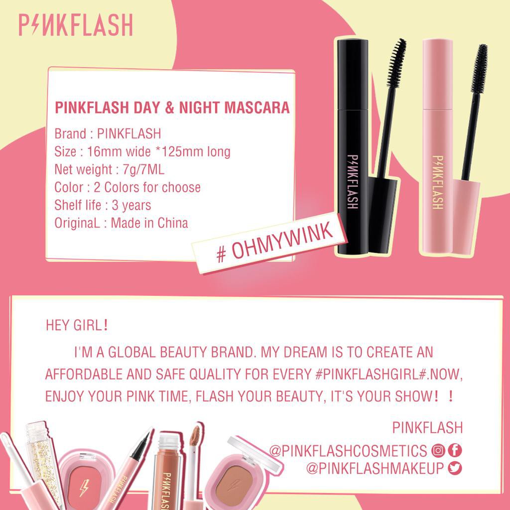 Pinkflash Oilproof Curl Mascara Volumezing Maskara Tahan Air Day &amp; Night Lengthening Volume