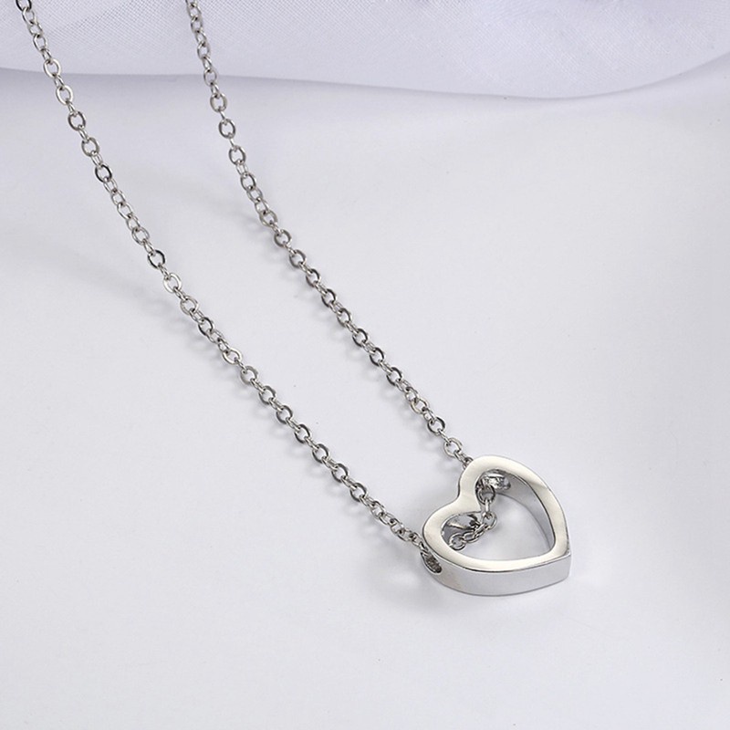 2019 Fashion Women Heart Stainless Steel Chain Pendant Charm Necklace Jewelry