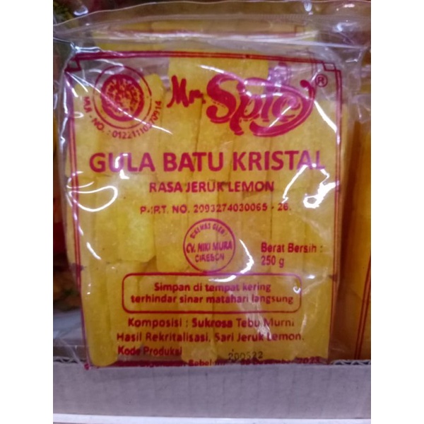 

Gula Batu Kristal rasa Lemon Mr Spicy kemasan 250 gr