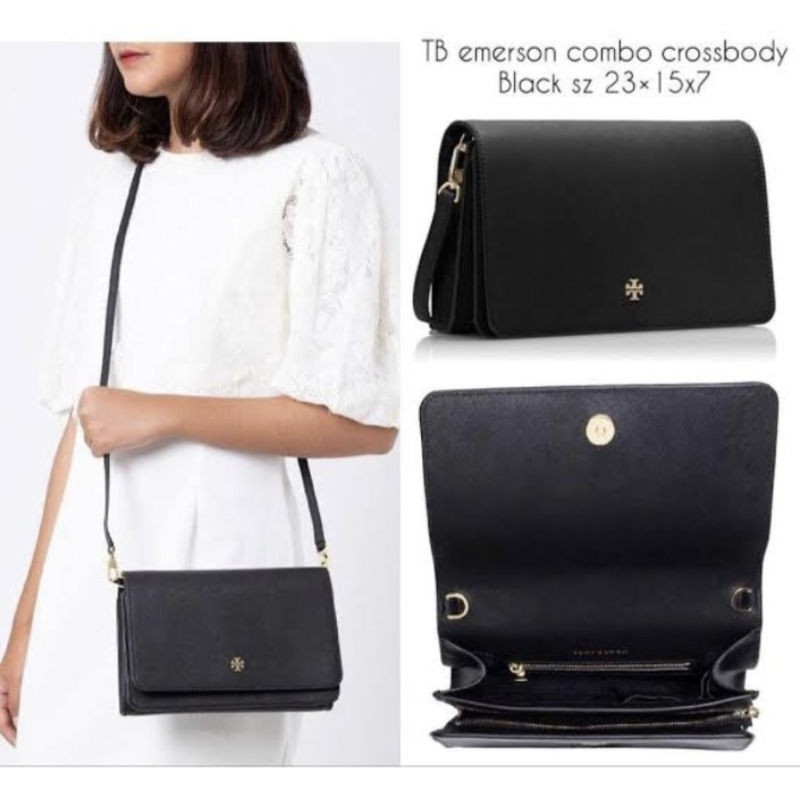SOLD tory burch tb emerson black hitam combo crossbody authentic original new bukan preloved