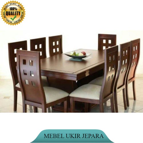 meja makan minimalis kursi 8 kayu jati jepara, meja makan jepara