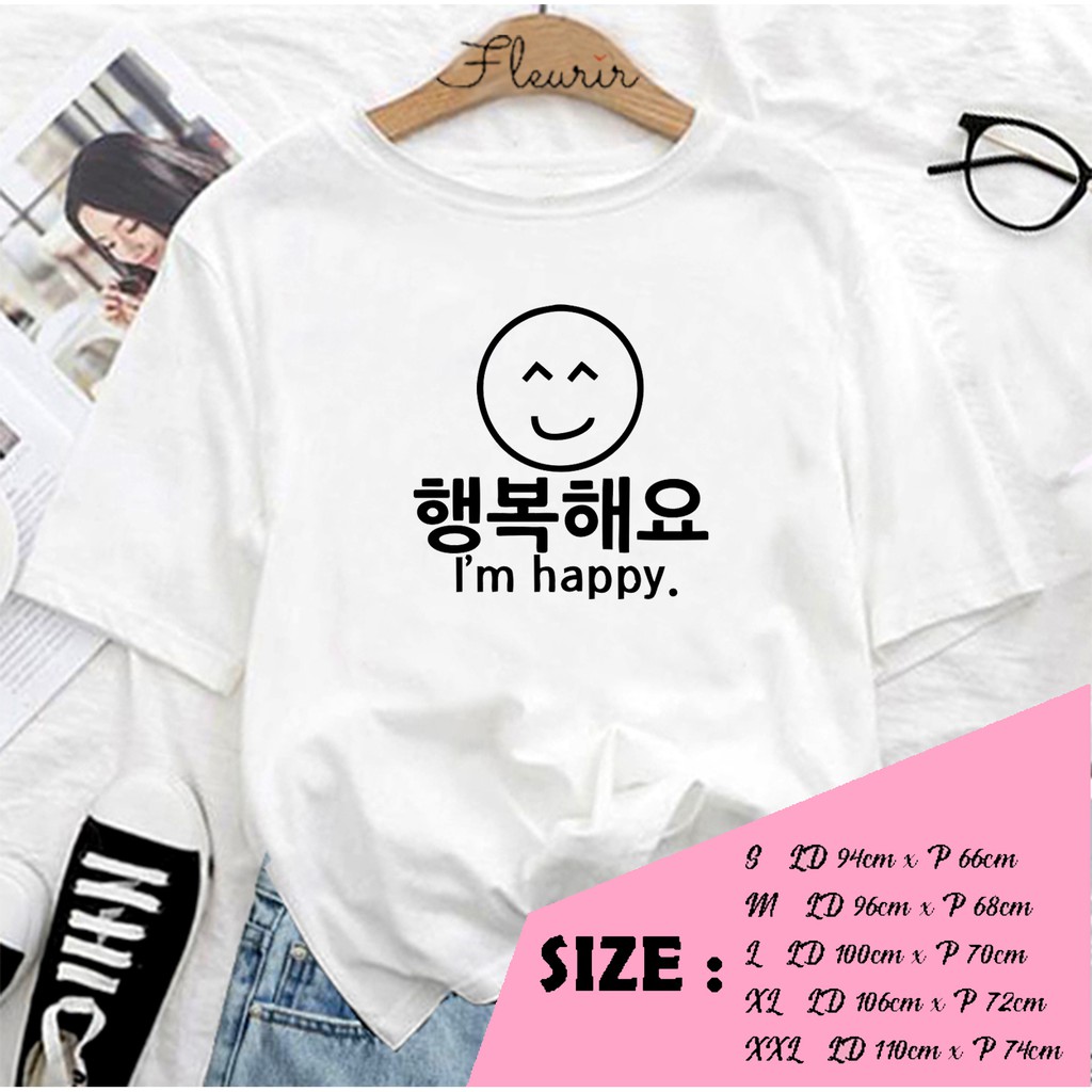 FLEURIR - KAOS KPOP IM HAPPY PL WANITA DEWASA LENGAN PENDEK TEE UNISEX OVERSIZED JUMBO