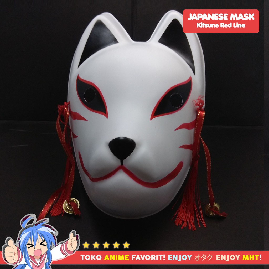 Topeng Anime Jepang Rubah Kitsune Red Line Mask Cosplay