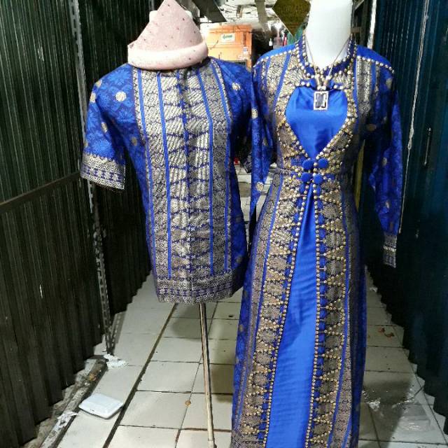 Couple gamis prada warna biru BCA