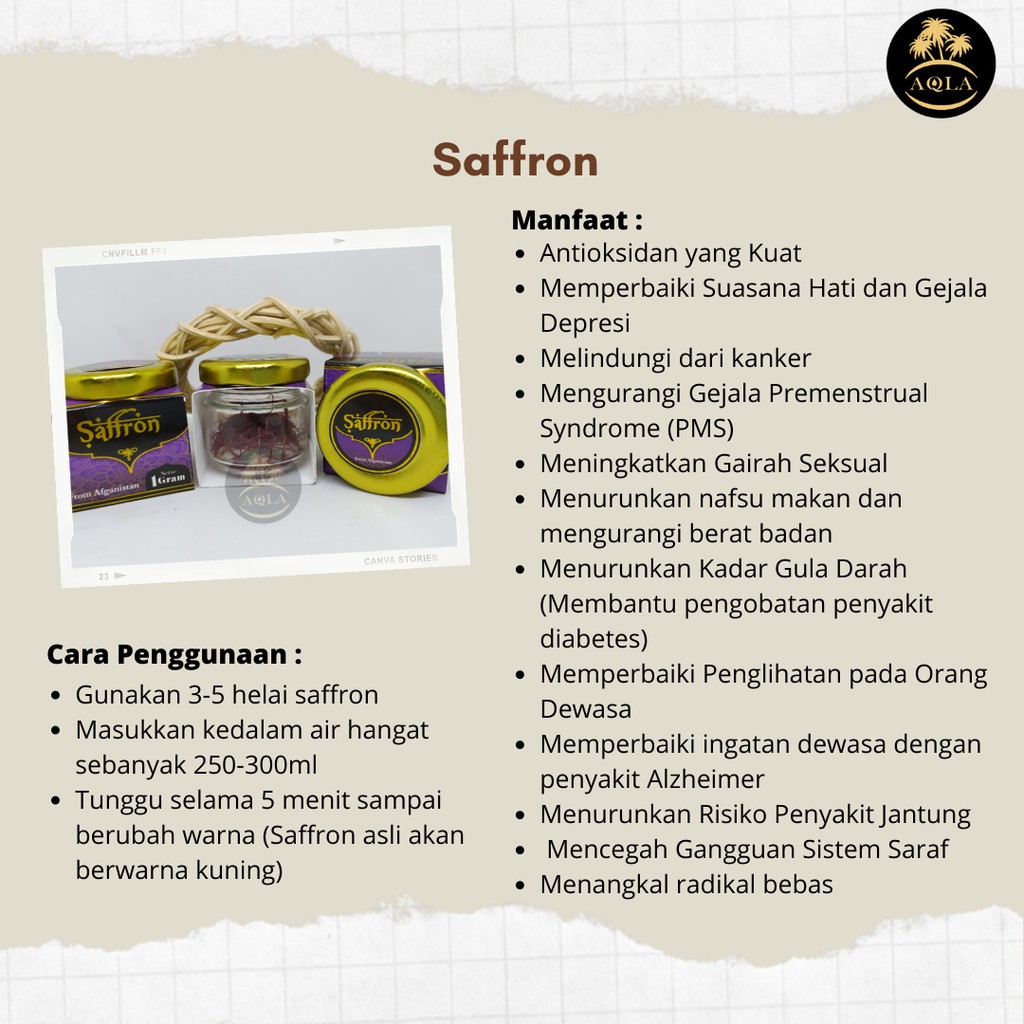 SAFFRON ORIGINAL 1GR / OBAT HERBAL SAFFRON / SHAFFRON / BUNGA SAFFRON ASLI