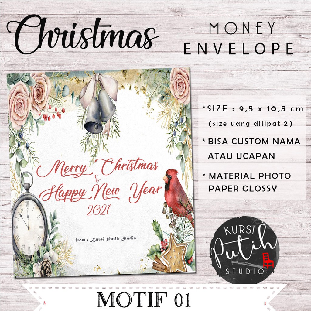 

Amplop uang tema Natal / Christmas money envelope / angpao bisa custom nama