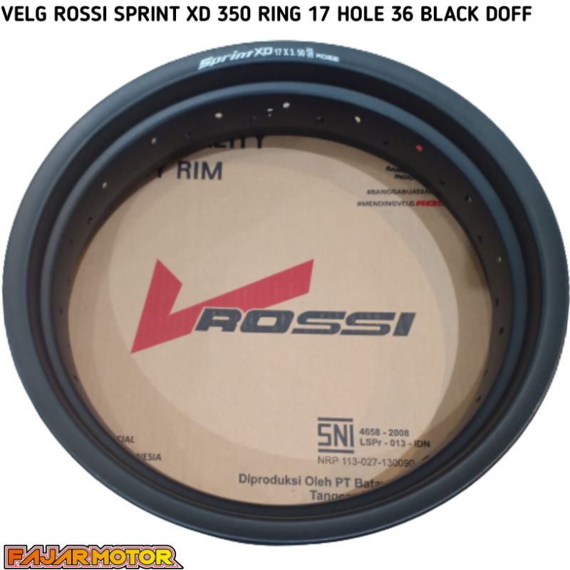 VELG ROSSI SUPERMOTO SPRINT XD 350 RING 17 HOLE 36 HITAM DOFF KILAP