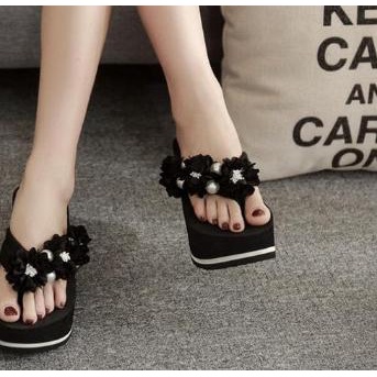 ❂ Sandal Wedges Wanita Sandal Wedges Zara Bunga Mika Bordir kuat ☄