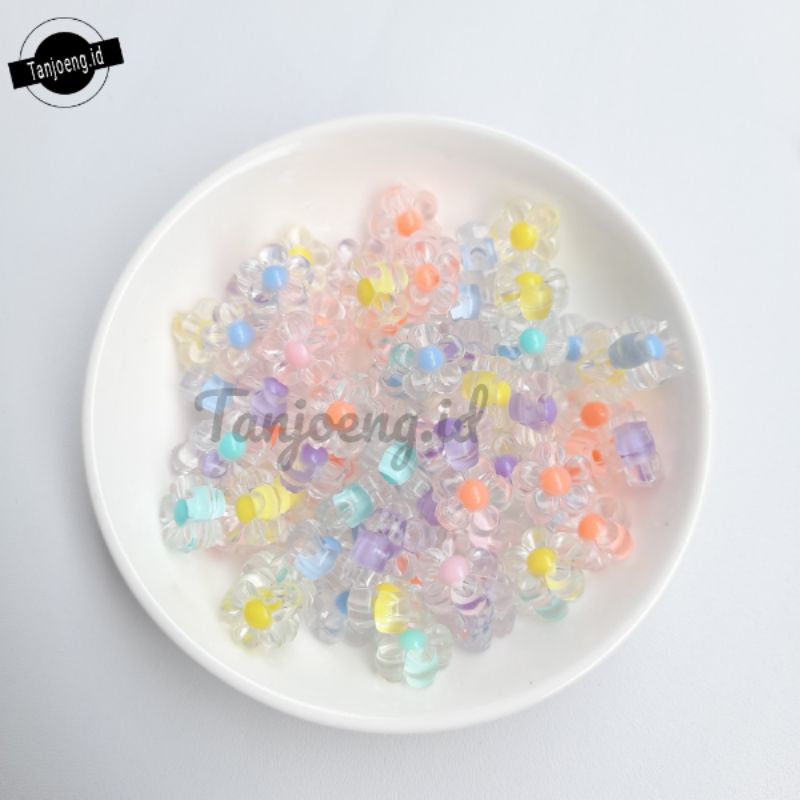 (40 pcs) Mute Bening Isi Manik Manik Bunga Mote Candy Isi Warna Pastel