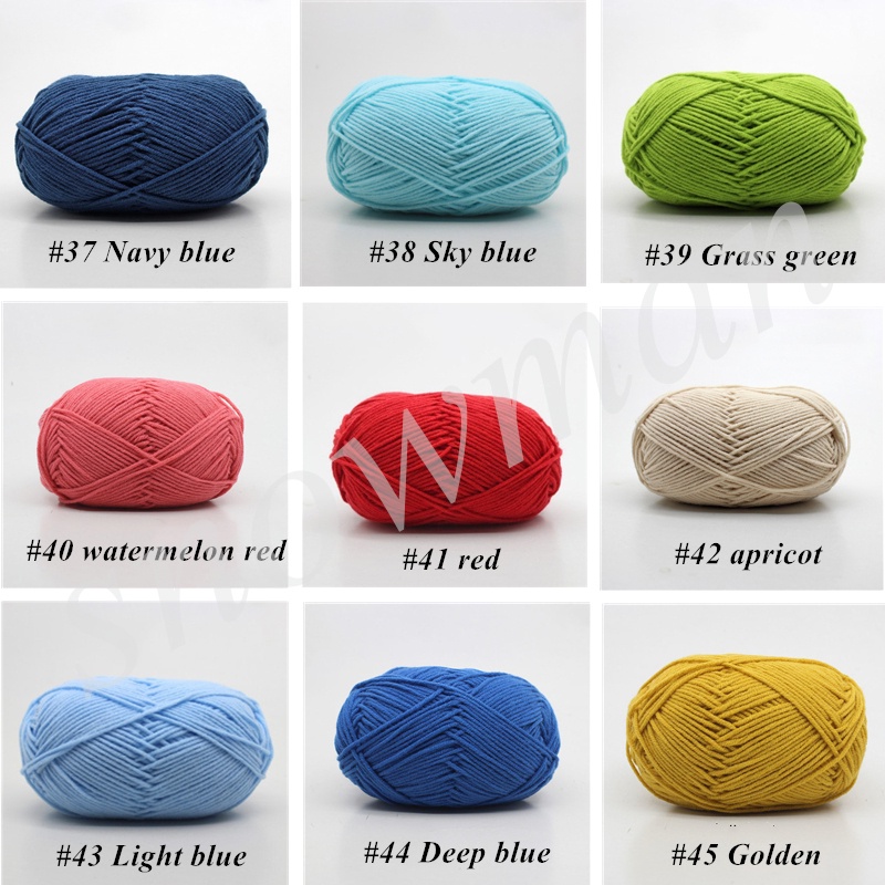 Benang rajut katun susu 4ply/ milk cotton yarn 4ply 50 Grams/Ball For Knitting Hand Knitting Crochet DIY