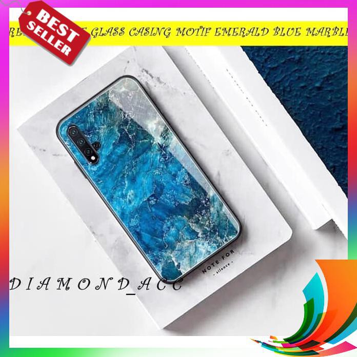 【TERBARU】 PREMIUN Case Hp Glass MOTIF EMERALD BLUE XIAOMI MI MAX 3