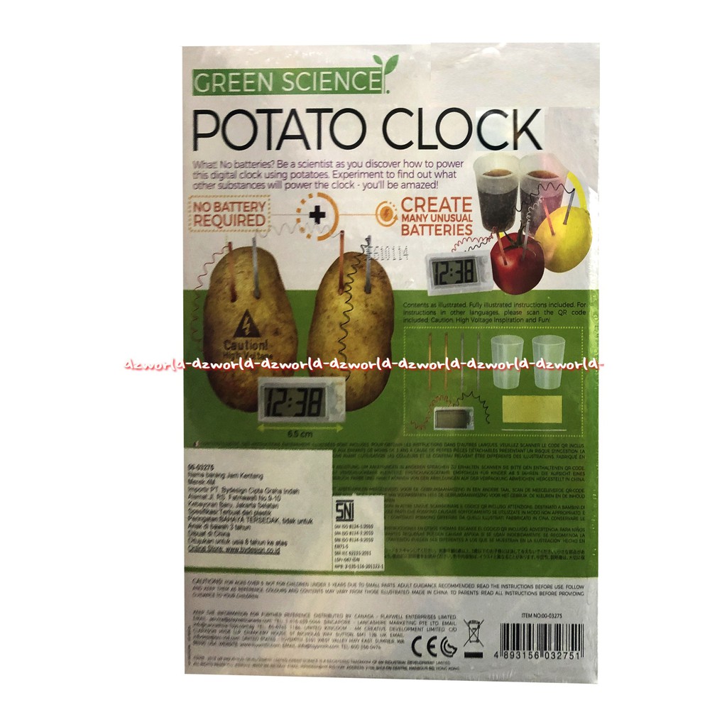 4M Green Science Potato Clock Mainan Membuat Kreasi Jam Dengan Energi Kentang