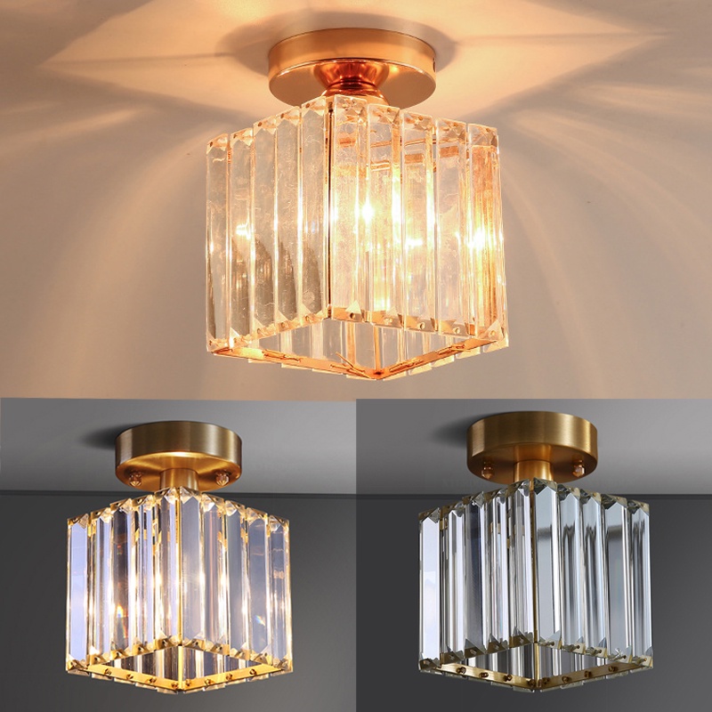 Golden LED Lampu Plafon Lampu kristal plafon rumah Lampu ceiling kristal kotak modern crystal round ceiling lampu Lampu Hias Rumah