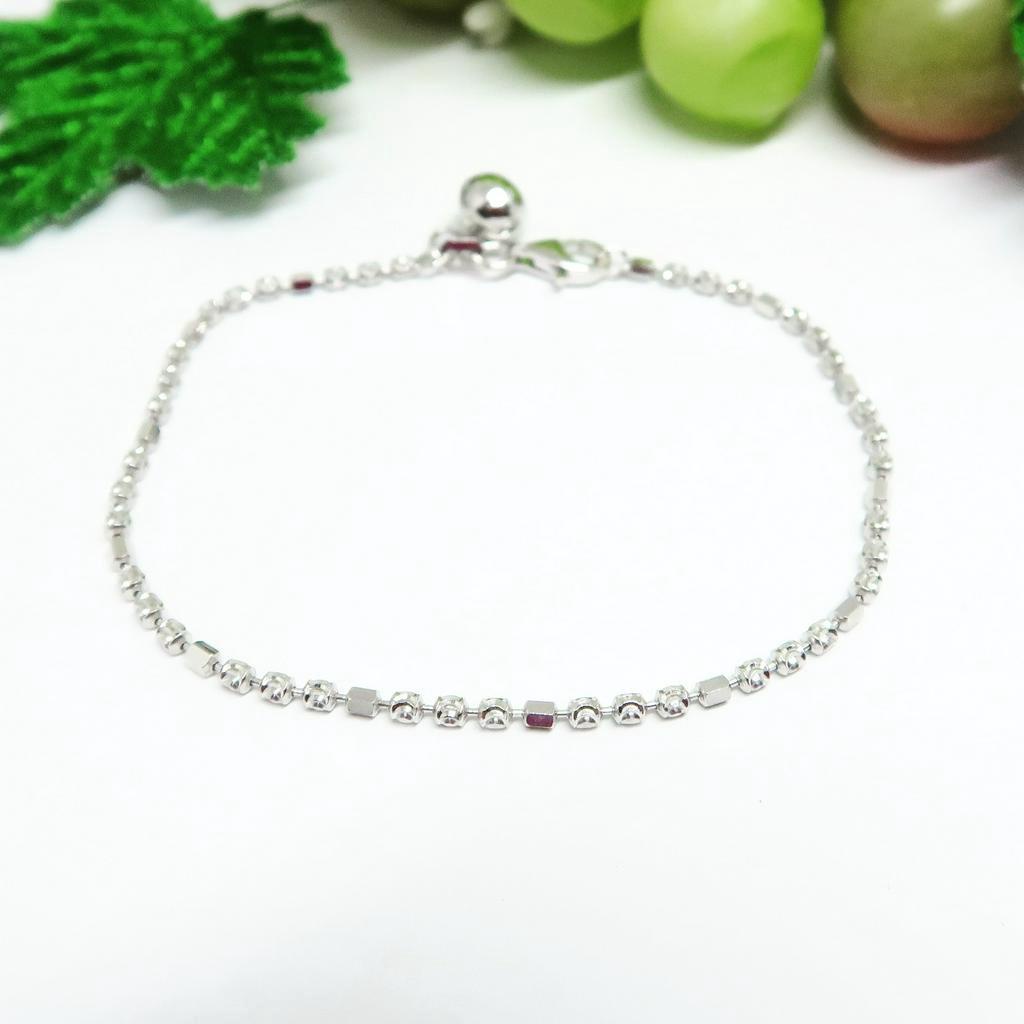 BCGT092 GELANG BIJI KOTAK KOMBI PERAK SILVER 925 LAPIS EMAS ASLI ORI