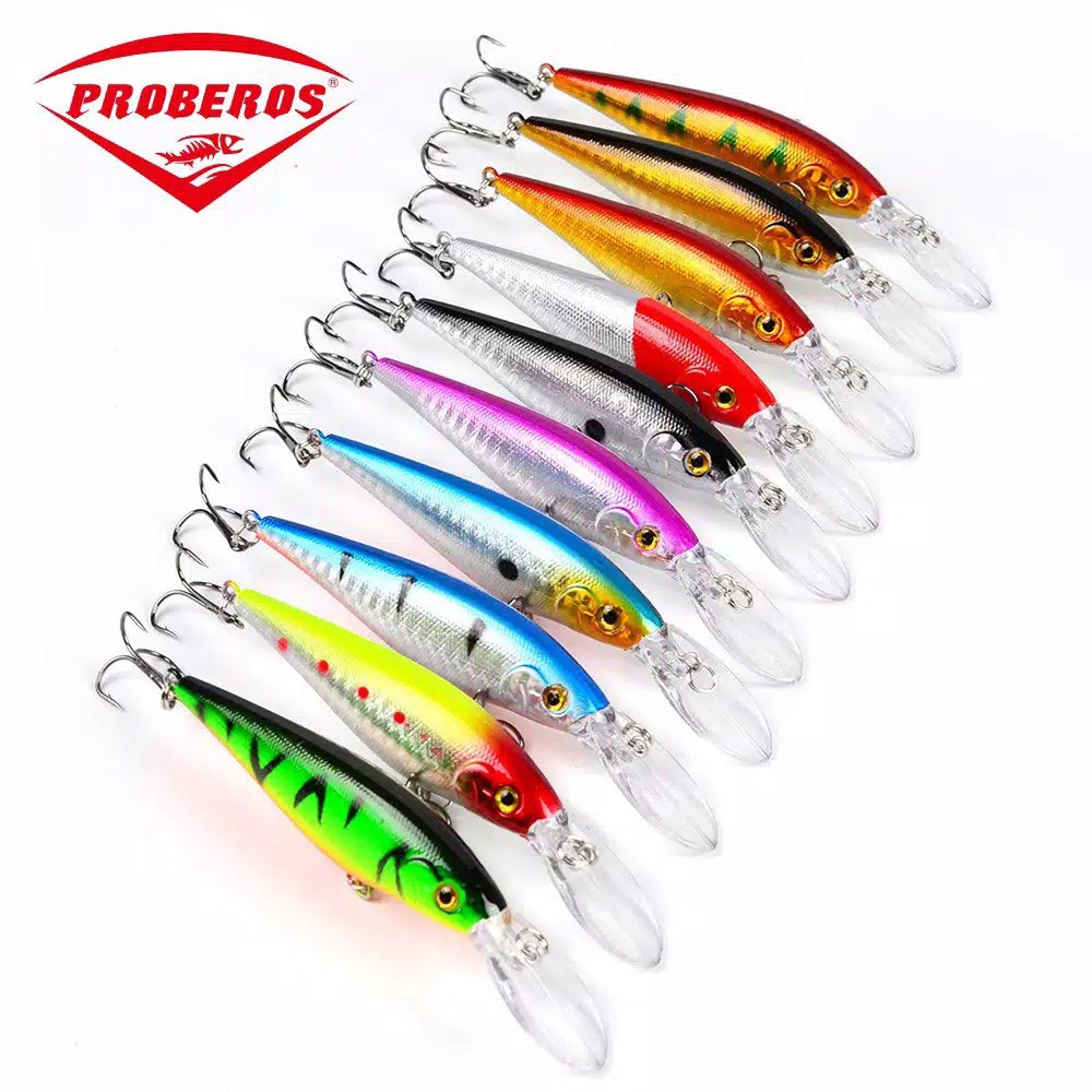 Umpan Pancing Minow Minnow Casting Buatan  Set Murah Laut Fishing Lure Merk Proberos