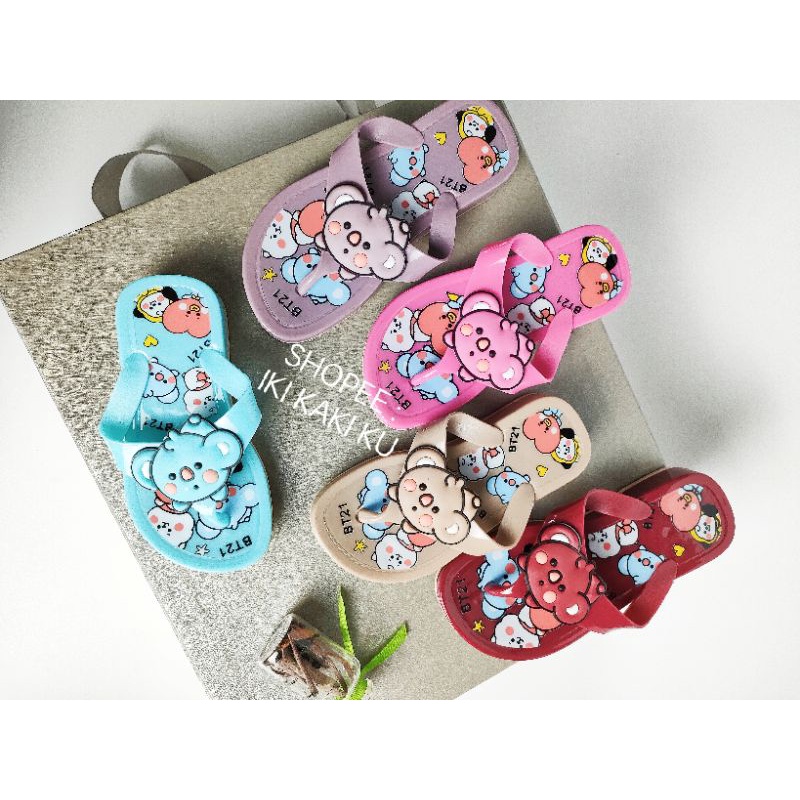 SANDAL JEPIT ANAK PEREMPUAN BTS BT21 SENDAL CEWE GLANZTON 1861-52