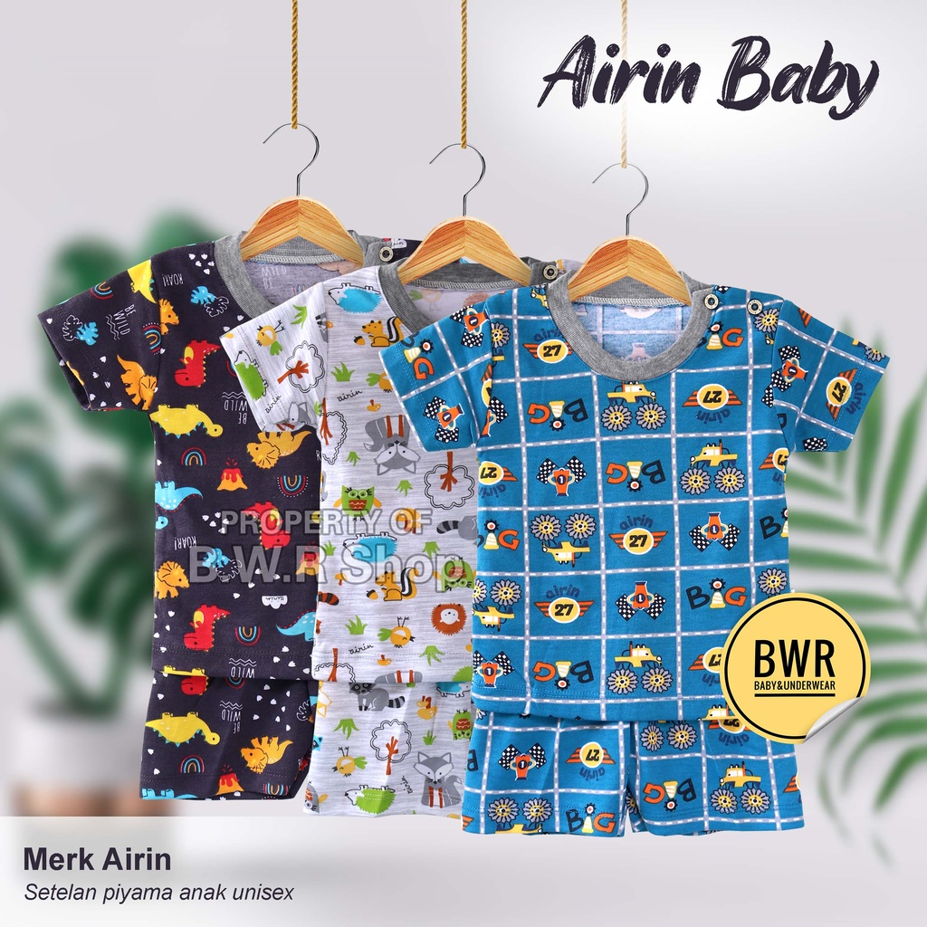 Setelan Airin Baby PENDEK World Zoo Terbaru / Setelan Anak Unisex Motif Roar Kaos Celana Pendek | Bwr