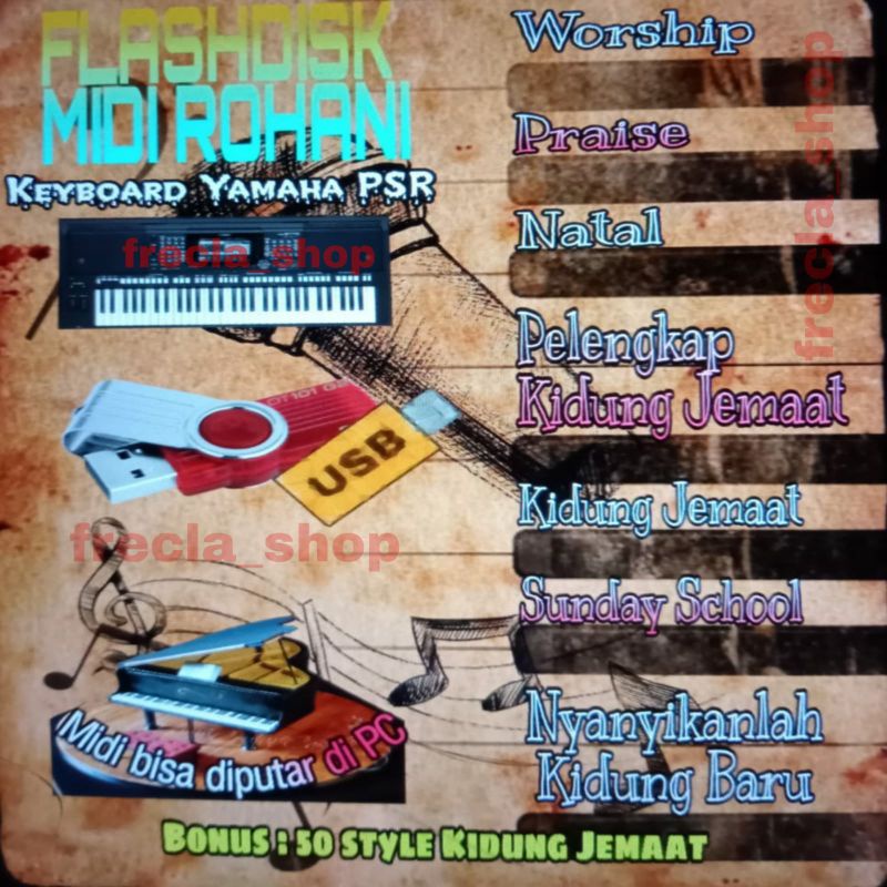 Flashdisk USB MIDI Rohani Bonus ratusan Style Kidung Jemaat Keyboard Yamaha PSR type S