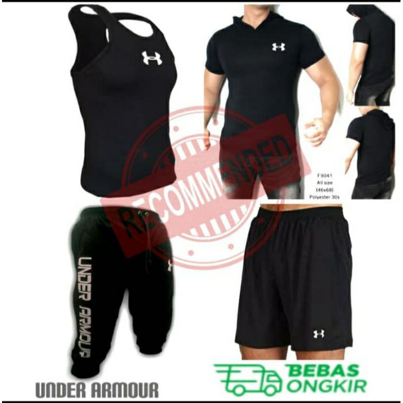 4in-1 set pakaian olahraga pria / celana kaos running fitnes gym pria / perlengkapan olahraga pria